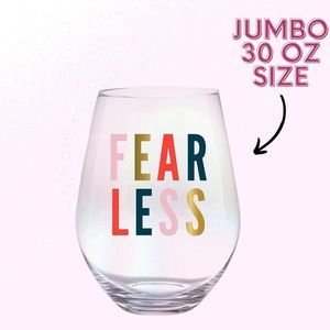 Set of 6 Fearless Jumbo Stemless Wine Glass in Iridescent | 30 Oz. | Holds an E